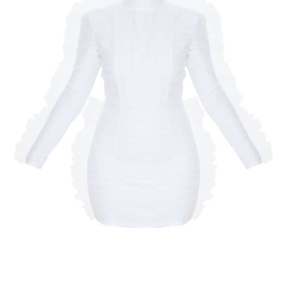 White bandage chiffon frill dress